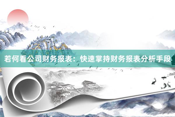 若何看公司财务报表：快速掌持财务报表分析手段